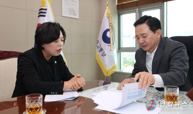 지난 10월 18일 신계용 과천시장과 원희룡 국토부 장관 면담 모습(광역교통개선대책 등과 관련한 주요 시정 현안 건의).