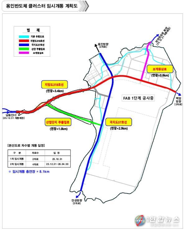 용인반도체 클러스터 임시개통 계획도