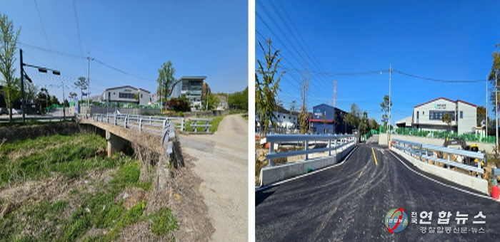 예지교 확장 공사 전(왼쪽)과 공사 후(오른쪽) 모습