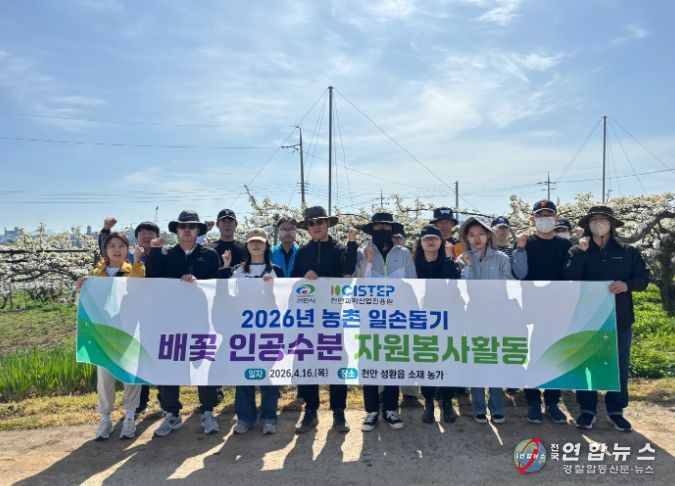 1. 천안과학산업진흥원이 16일 천안시 성환읍 일원에서 배꽃 인공수분 일손돕기 봉사를 진행하고 있다.